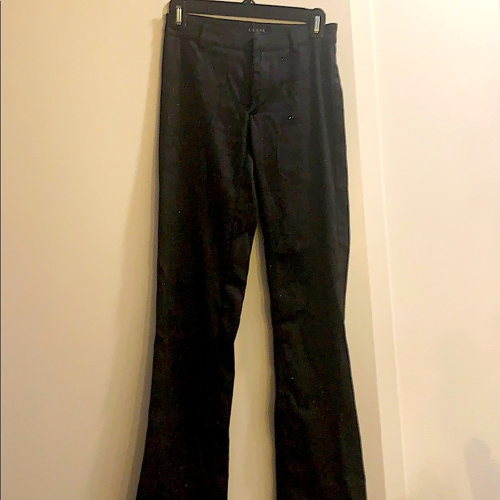 Black paisley sparkly Guess satin pants